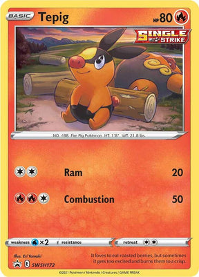 Tepig SWSH172, Sword & Shield Promos, Holo, English Pokémon TCG card