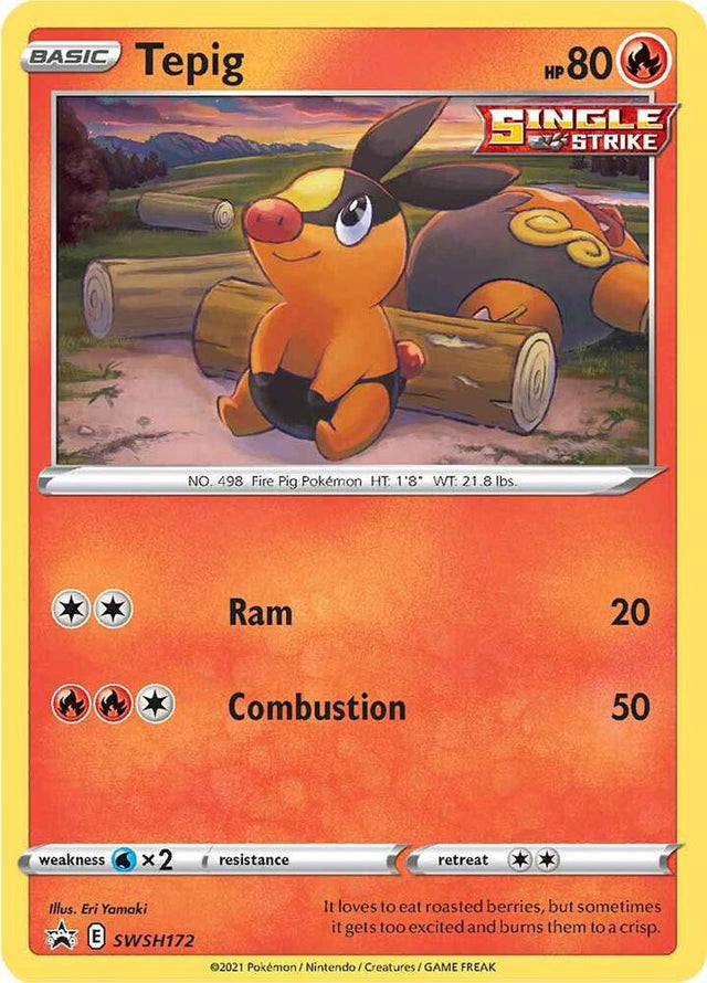 Tepig SWSH172, Sword & Shield Promos, Holo, English Pokémon TCG card