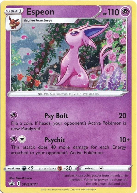 Espeon SWSH174, Sword & Shield Promos, Holo, English Pokémon TCG card