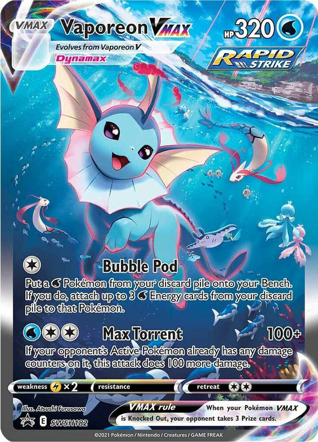Vaporeon VMAX SWSH182, Sword & Shield Promos, Holo, English Pokémon TCG card