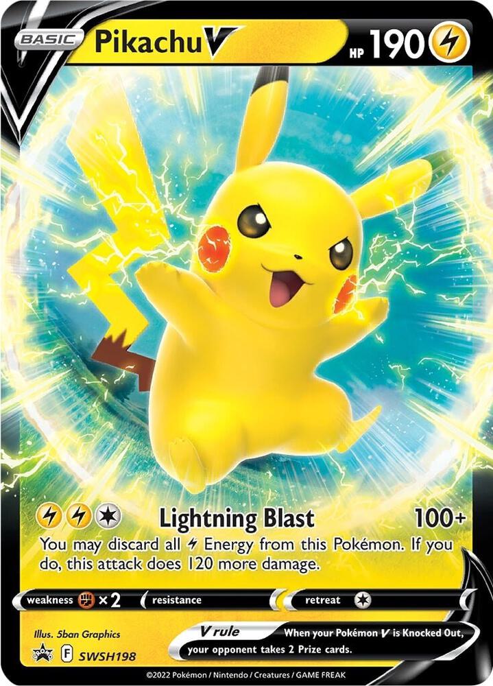 Pikachu V SWSH198, Sword & Shield Promos, Holo, English Pokémon TCG card