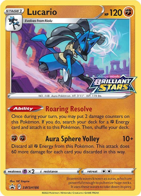 Lucario SWSH186, Sword & Shield Promos, Holo, English Pokémon TCG card