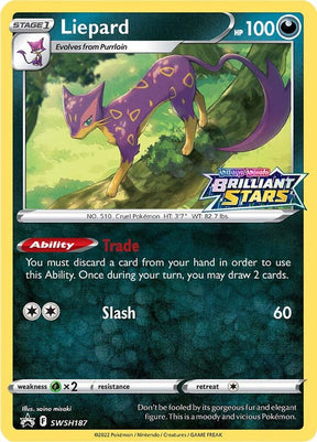 Liepard SWSH187, Sword & Shield Promos, Holo, English Pokémon TCG card