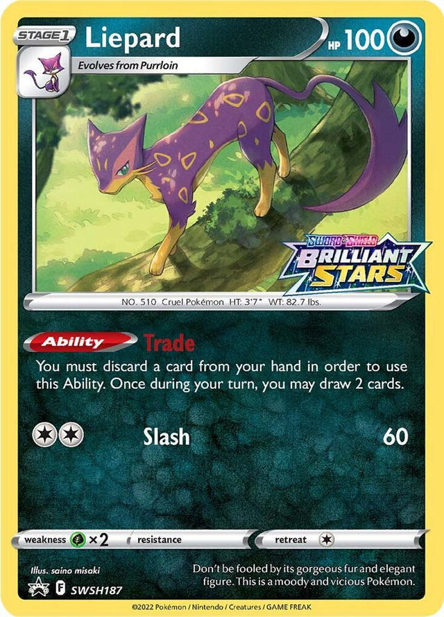 Liepard SWSH187, Sword & Shield Promos, Holo, English Pokémon TCG card