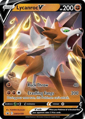 Lycanroc V SWSH199, Sword & Shield Promos, Holo, English Pokémon TCG card