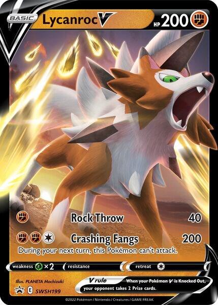 Lycanroc V SWSH199, Sword & Shield Promos, Holo, English Pokémon TCG card