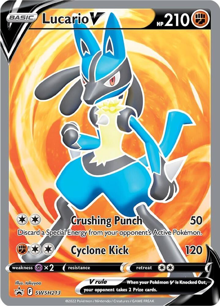Lucario V SWSH213, Sword & Shield Promos, Holo, English Pokémon TCG card