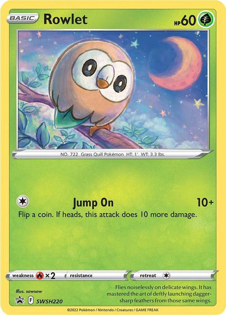 Rowlet SWSH220, Sword & Shield Promos, Holo, English Pokémon TCG card