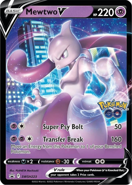 Mewtwo V SWSH223, Sword & Shield Promos, Holo, English Pokémon TCG card