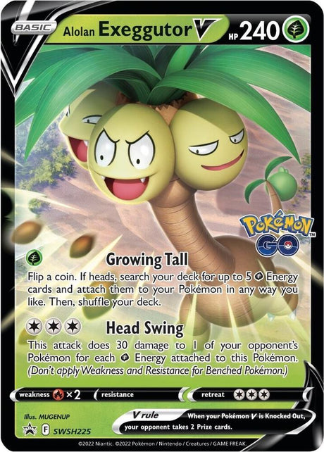 Alolan Exeggutor V SWSH225, Sword & Shield Promos, Holo, English Pokémon TCG card