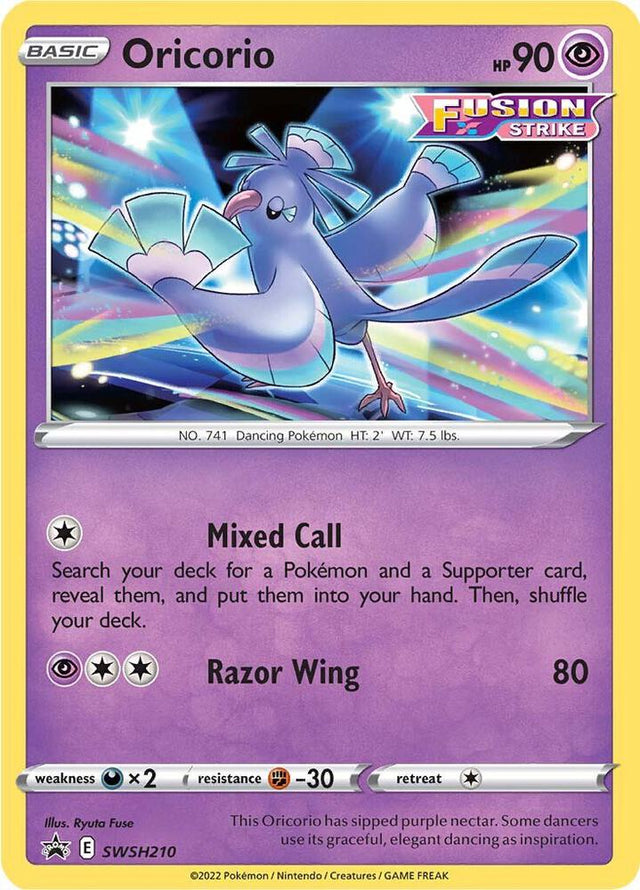 Oricorio SWSH210, Sword & Shield Promos, Holo, English Pokémon TCG card