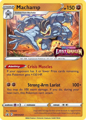Machamp (Prerelease) SWSH243, Sword & Shield Promos, Holo, English Pokémon TCG card