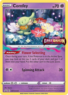 Comfey (Prerelease) SWSH242, Sword & Shield Promos, Holo, English Pokémon TCG card