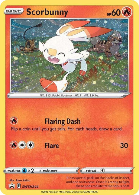 Scorbunny (Cosmos Holo) SWSH244, Sword & Shield Promos, Holo, English Pokémon TCG card
