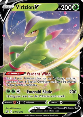 Virizion V SWSH295, Sword & Shield Promos, Holo, English Pokémon TCG card