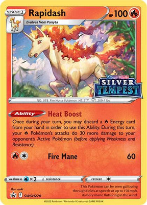 Rapidash (Prerelease) SWSH270, Sword & Shield Promos, Holo, English Pokémon TCG card