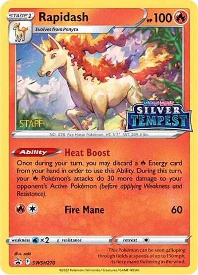 Rapidash (Prerelease) [STAFF] SWSH270, Sword & Shield Promos, Holo, English Pokémon TCG card