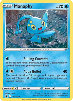 Manaphy SWSH275, Sword & Shield Promos, Holo, English Pokémon TCG card