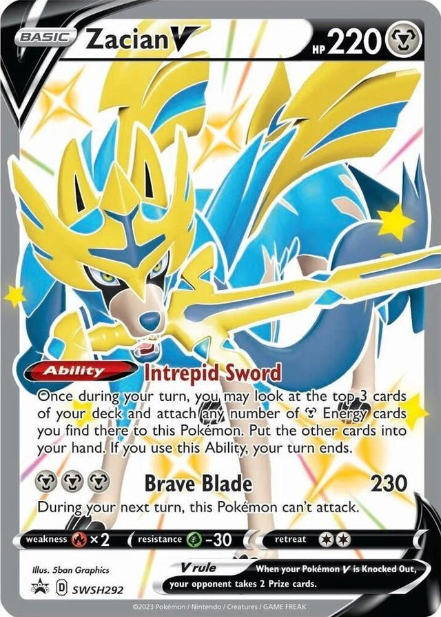 Zacian V (Shiny) SWSH292, Sword & Shield Promos, Textured, English Pokémon TCG card