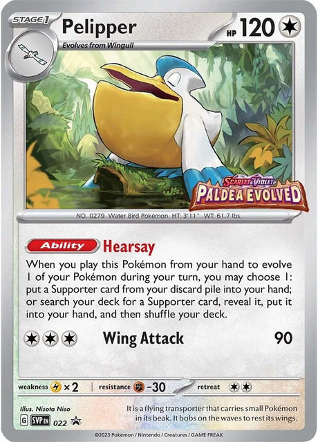 Pelipper (Prerelease) 022 - Pokemon TCG Scarlet & Violet Promos card