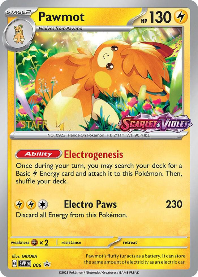 Pawmot (Prerelease) [Staff] 006 - Pokemon TCG Scarlet & Violet Promos card