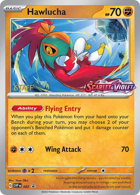Hawlucha (Prerelease) [Staff] 007 - Pokemon TCG Scarlet & Violet Promos card