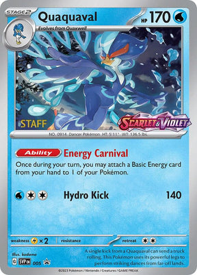 Quaquaval (Prerelease) [Staff] 005 - Pokemon TCG Scarlet & Violet Promos card