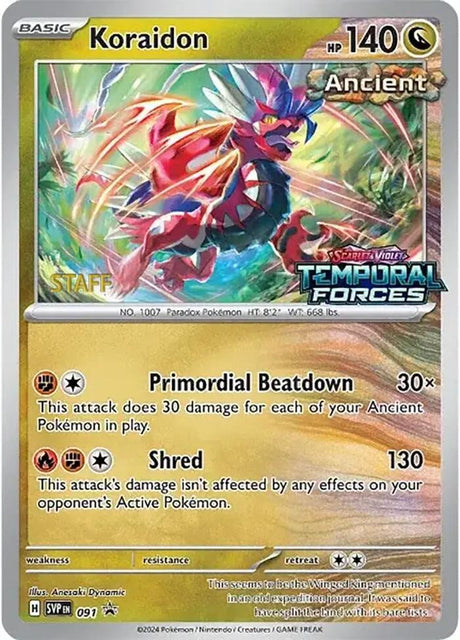 Koraidon (Prerelease) [Staff] 091 - Pokemon TCG Scarlet & Violet Promos card