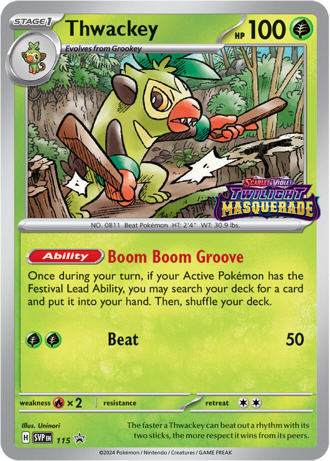 Thwackey (Prerelease) 115 - Pokemon TCG Scarlet & Violet Promos card