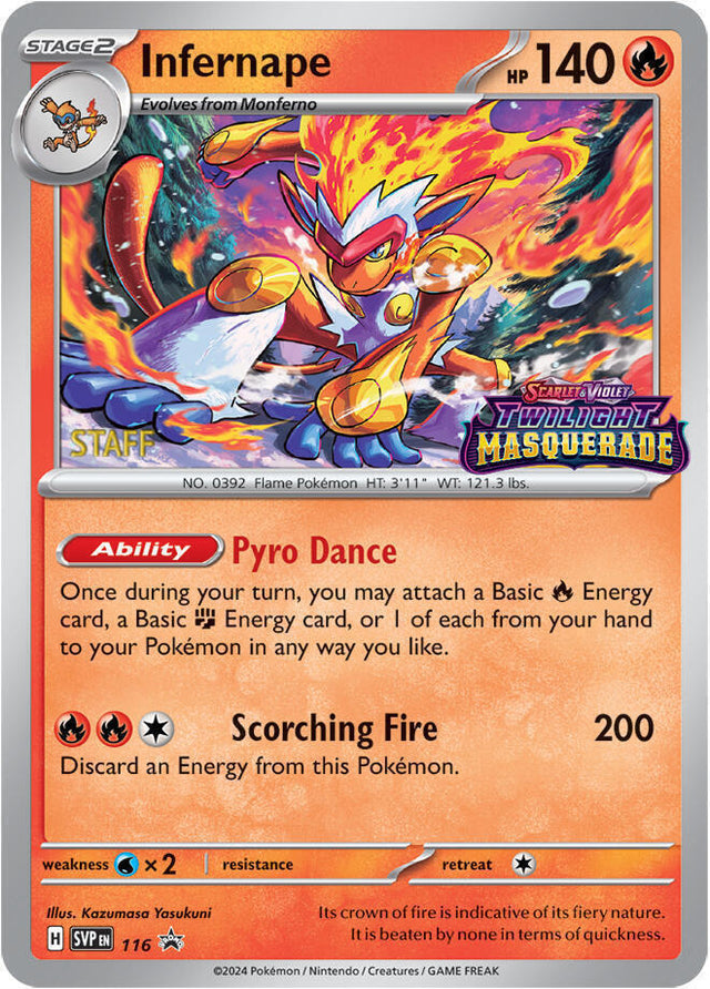 Infernape (Prerelease) [Staff] 116 - Pokemon TCG Scarlet & Violet Promos card
