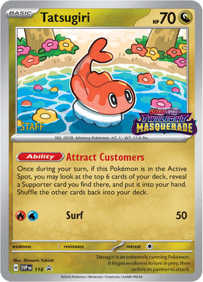 Tatsugiri (Prerelease) [Staff] 118 - Pokemon TCG Scarlet & Violet Promos card
