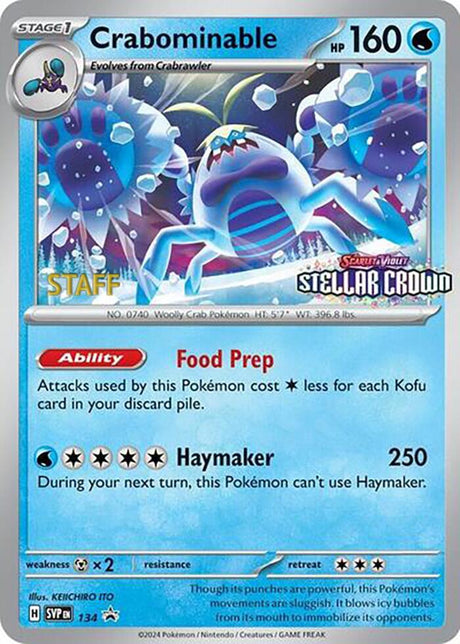 Crabominable (Prerelease) [Staff] 134 - Pokemon TCG Scarlet & Violet Promos card