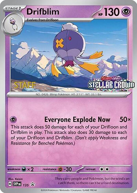 Drifblim (Prerelease) [Staff] 135 - Pokemon TCG Scarlet & Violet Promos card