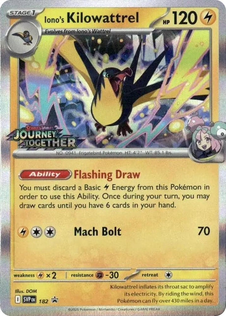 Iono's Kilowattrel (Prerelease) 182 - Pokemon TCG Scarlet & Violet Promos card