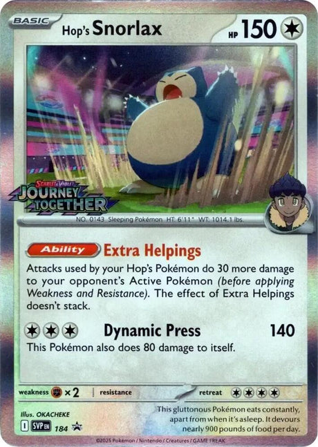 Hop's Snorlax (Prerelease) 184 - Pokemon TCG Scarlet & Violet Promos card