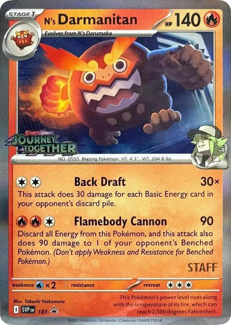 N's Darmanitan (Prerelease) [Staff] 181 - Pokemon TCG Scarlet & Violet Promos card