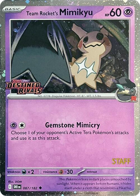 Team Rocket's Mimikyu (Prerelease) [Staff] 087 - Pokemon TCG Scarlet & Violet Promos card