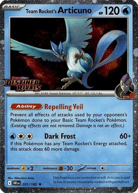 Team Rocket's Articuno (Cosmos Holo) (Destined Rivals Stamp) 051 - Pokemon TCG Scarlet & Violet Promos card