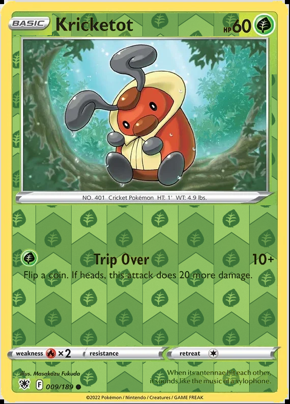 Kricketot 009/189, Astral Radiance, Reverse Holo finish, representative matte composite