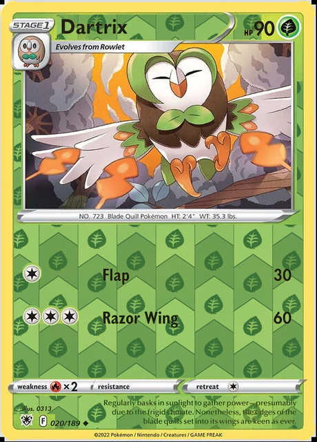 Dartrix 020/189, Astral Radiance, Reverse Holo finish, representative matte composite