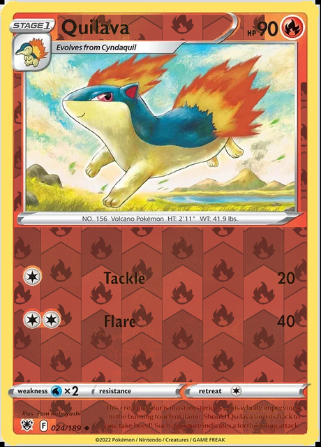 Quilava 024/189, Astral Radiance, Reverse Holo finish, representative matte composite