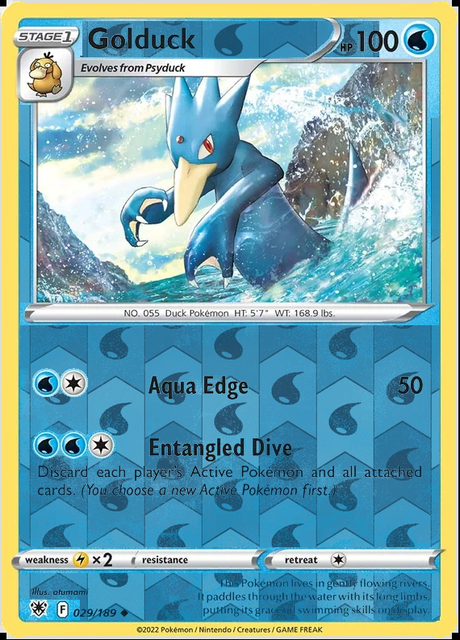 Golduck 029/189, Astral Radiance, Reverse Holo finish, representative matte composite