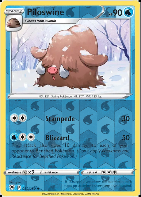 Piloswine 032/189, Astral Radiance, Reverse Holo finish, representative matte composite