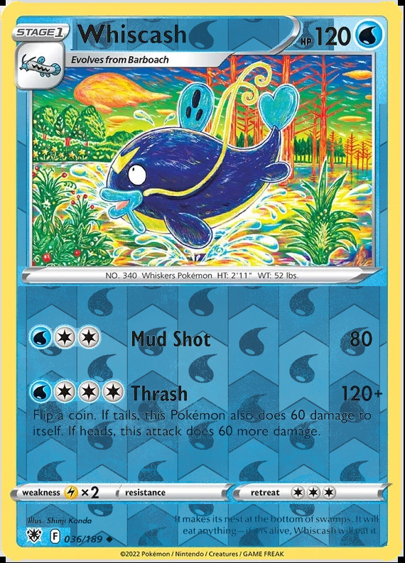 Whiscash 036/189, Astral Radiance, Reverse Holo finish, representative matte composite
