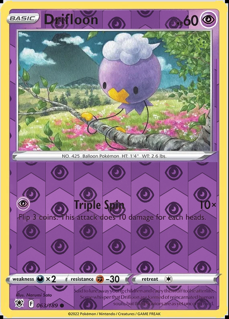 Drifloon 063/189, Astral Radiance, Reverse Holo finish, representative matte composite