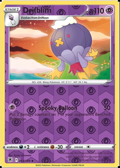Drifblim 064/189, Astral Radiance, Reverse Holo finish, representative matte composite