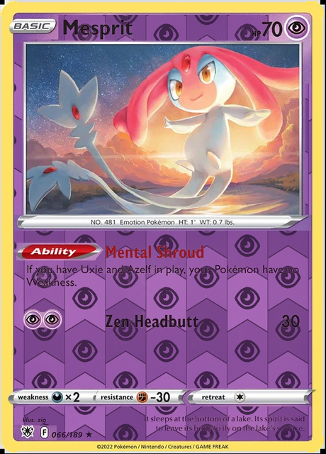 Mesprit 066/189, Astral Radiance, Reverse Holo finish, representative matte composite