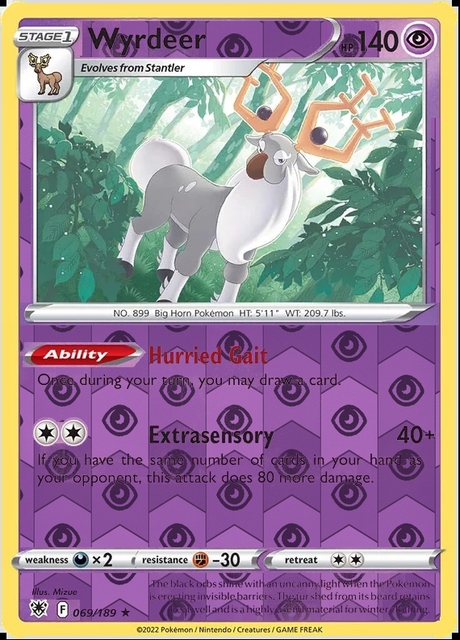 Wyrdeer 069/189, Astral Radiance, Reverse Holo finish, representative matte composite
