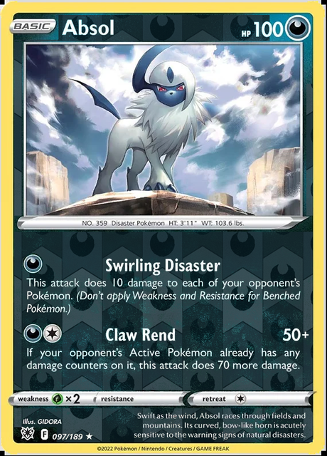 Absol 097/189, Astral Radiance, Reverse Holo finish, representative matte composite