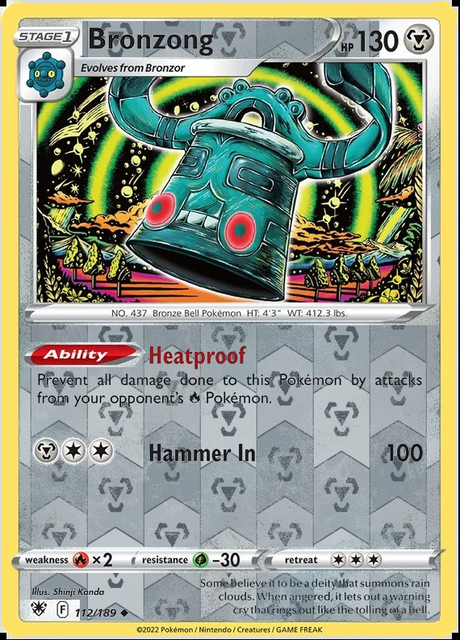 Bronzong 112/189, Astral Radiance, Reverse Holo finish, representative matte composite